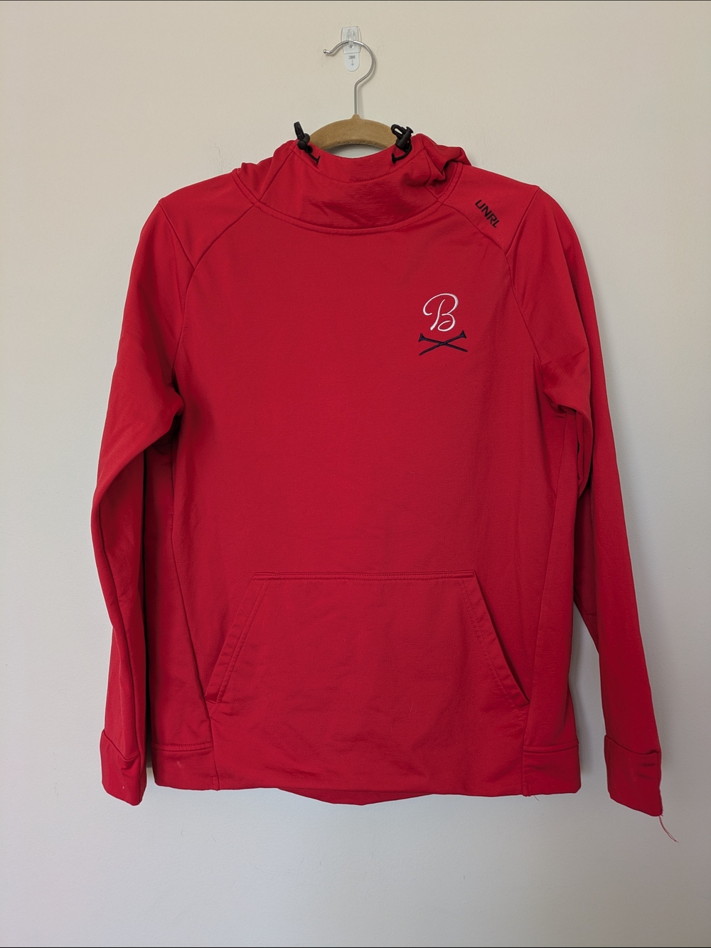 Unrl Red Pullover Hoodie with Barstool Golf Logo Sz S